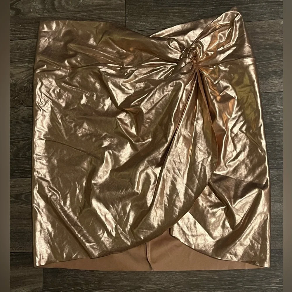 NWT Skims Metallic Swim Sarong Mini Skirt in Champagne Rose Gold - Size 4X